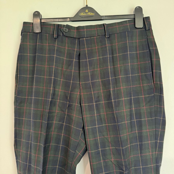 NWOT Brooks Brothers Wool Dress Pants 34x32 Blue Navy Plaid - Picture 2 of 6